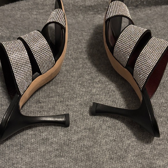 STAUD Black Mules with Glittering Silver Straps - Picture 3 of 5